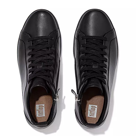 FitFlop RALLY Læder High-Top Sneakers Sort | 17961953