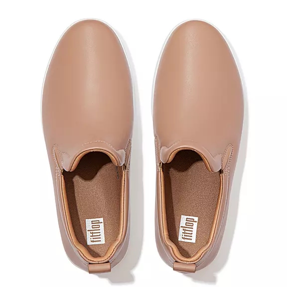 FitFlop RALLY Læder Skate Sneakers Beige | 30616265