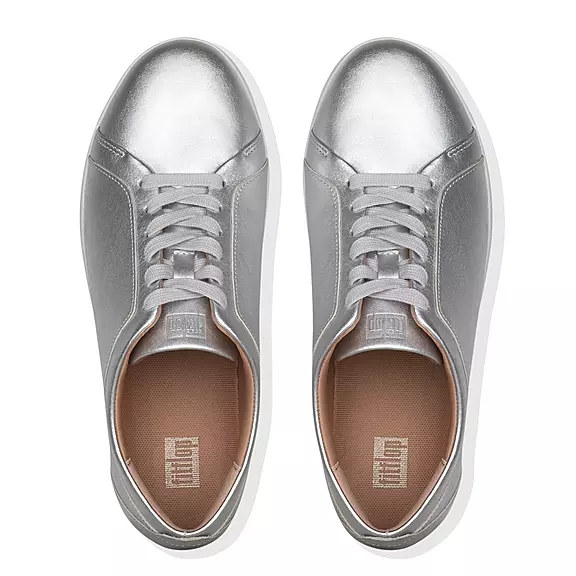 FitFlop RALLY Læder Sneakers Sølv | 32821636
