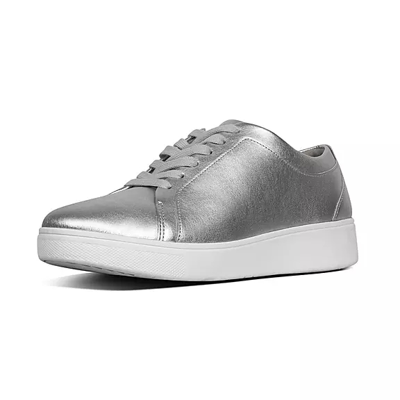 FitFlop RALLY Læder Sneakers Sølv | 32821636