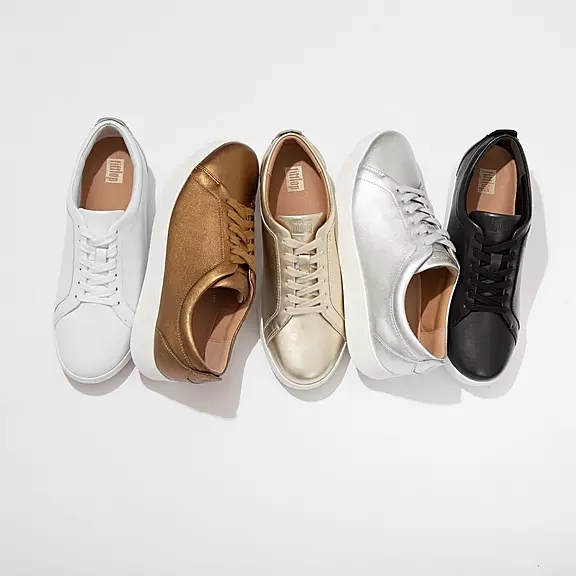FitFlop RALLY Læder Sneakers Sølv | 32821636