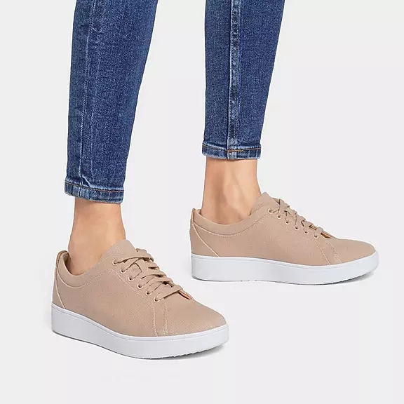 FitFlop RALLY Lærred Sneakers Beige | 22478327