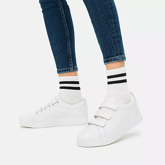 FitFlop RALLY Páskové Læder Sneakers Hvide | 31257735