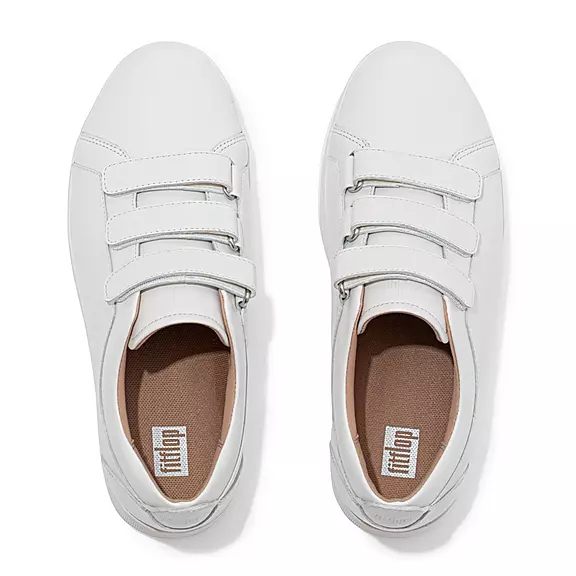 FitFlop RALLY Páskové Læder Sneakers Hvide | 31257735