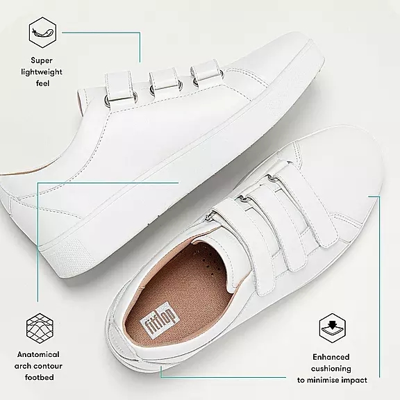 FitFlop RALLY Páskové Læder Sneakers Hvide | 31257735