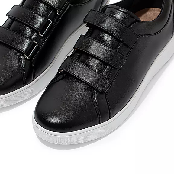 FitFlop RALLY Páskové Metallic Læder Sneakers Sort | 23035521