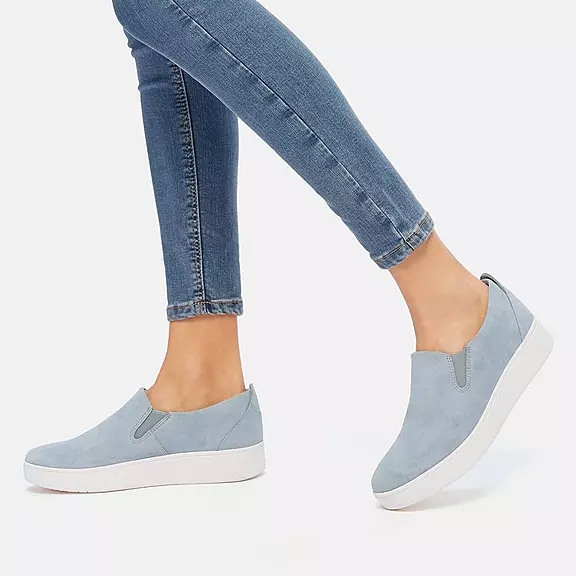 FitFlop RALLY Ruskind Slip-On Sneakers Blå | 96306889