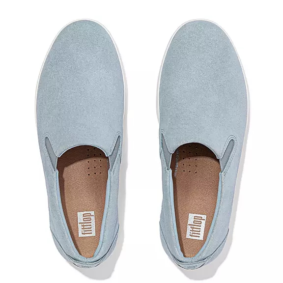 FitFlop RALLY Ruskind Slip-On Sneakers Blå | 96306889