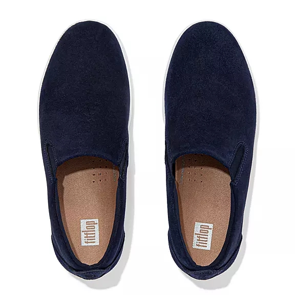 FitFlop RALLY Ruskind Slip-On Sneakers Mørkeblå | 32614138