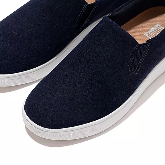 FitFlop RALLY Ruskind Slip-On Sneakers Mørkeblå | 32614138