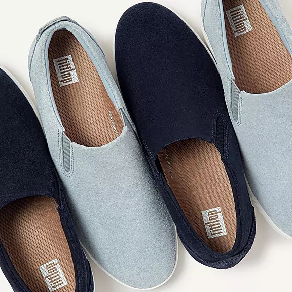 FitFlop RALLY Ruskind Slip-On Sneakers Mørkeblå | 32614138