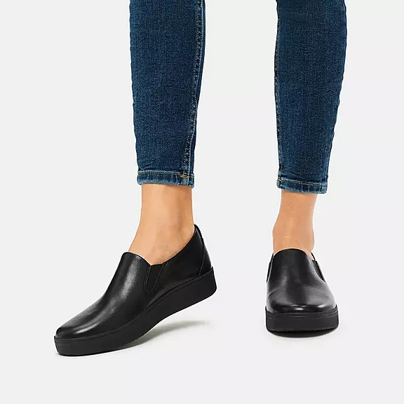 FitFlop RALLY Skate Læder Sneakers Sort | 43301987