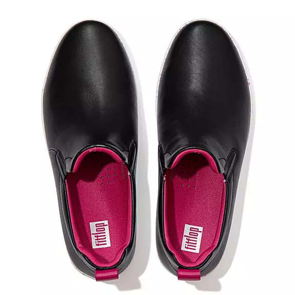 FitFlop RALLY Speckle-Sole Læder Skate Sneakers Sort | 36530923