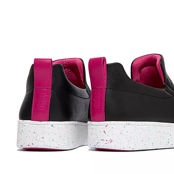 FitFlop RALLY Speckle-Sole Læder Skate Sneakers Sort | 36530923