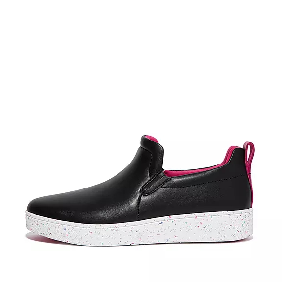 FitFlop RALLY Speckle-Sole Læder Skate Sneakers Sort | 36530923