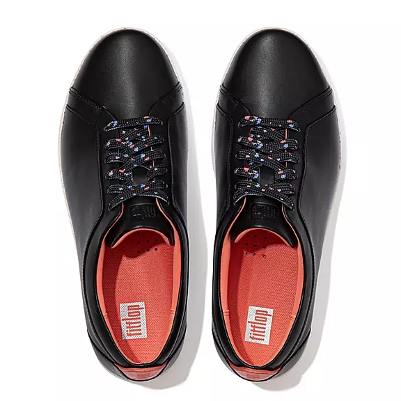 FitFlop RALLY Speckle-Sole Læder Sneakers Sort | 87614775