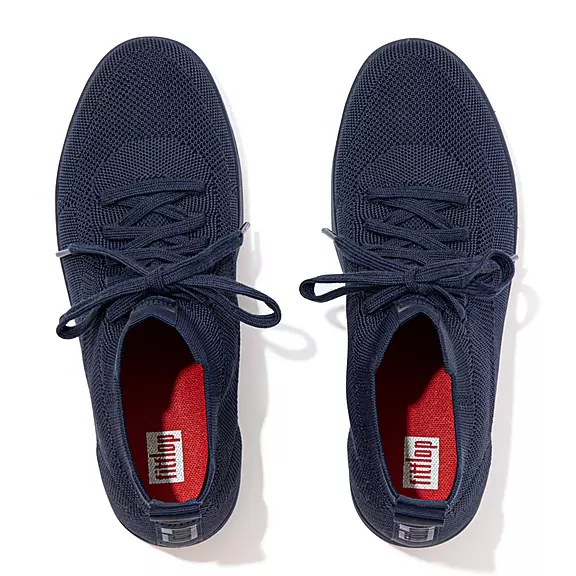 FitFlop RALLY Strand-Resistant Knit High-Top Sneakers Mørkeblå | 83622314