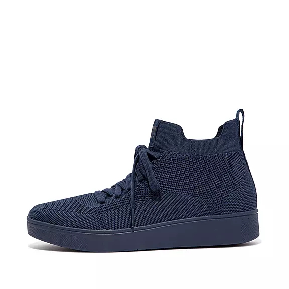 FitFlop RALLY Strand-Resistant Knit High-Top Sneakers Mørkeblå | 83622314
