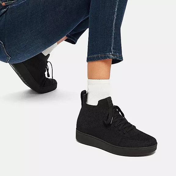 FitFlop RALLY Strand-Resistant Knit High-Top Sneakers Sort | 96976906