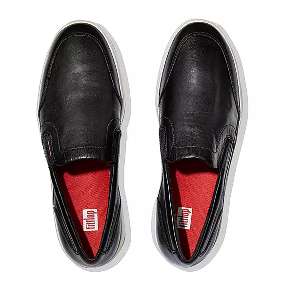FitFlop RALLY X Læder Slip-On Sneakers Sort | 64173610