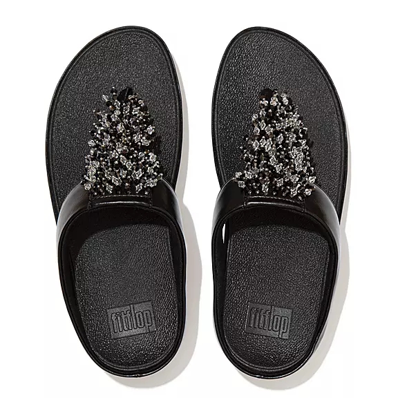FitFlop RUMBA Beaded Sandaler Med Tåstolpe Sort | 61797316