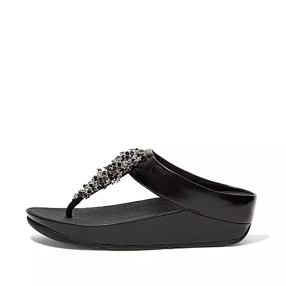 FitFlop RUMBA Beaded Sandaler Med Tåstolpe Sort | 61797316