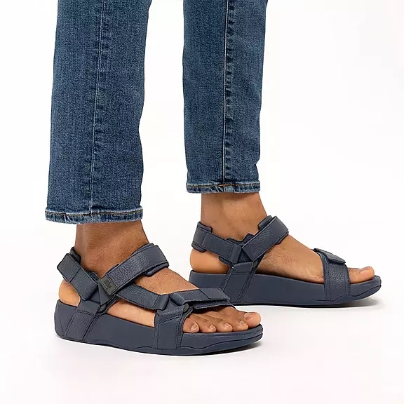 FitFlop RYKER Læder Mix Sandaler Med Rem Mørkeblå | 56130446