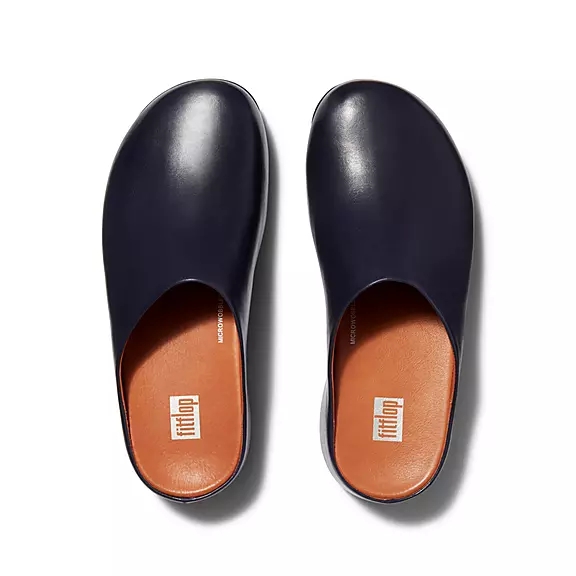 FitFlop SHUV Læder Træsko Mørkeblå | 27360261