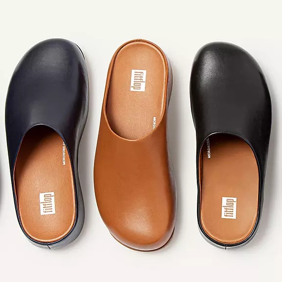 FitFlop SHUV Læder Træsko Mørkeblå | 27360261