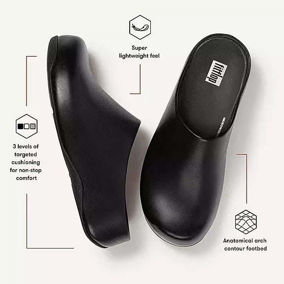 FitFlop SHUV Læder Træsko Mørkeblå | 27360261