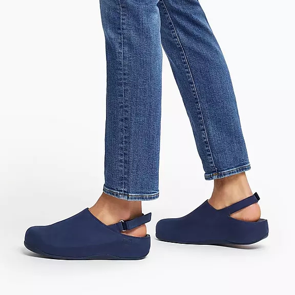 FitFlop SHUV Nubuck Back-Páskové Træsko Mørkeblå | 22382619