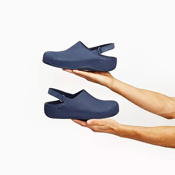 FitFlop SHUV Nubuck Back-Páskové Træsko Mørkeblå | 22382619