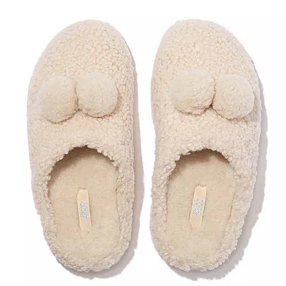 FitFlop SHUV Pom-Pom Shearling Træsko Hvide | 96062170