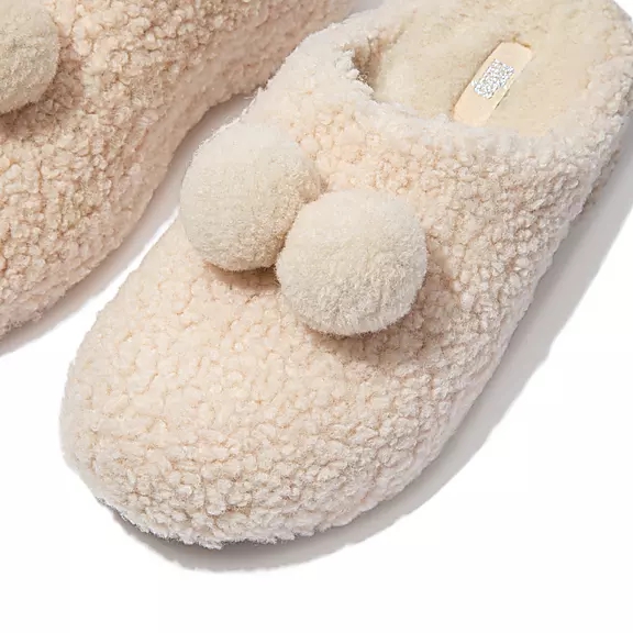 FitFlop SHUV Pom-Pom Shearling Træsko Hvide | 96062170