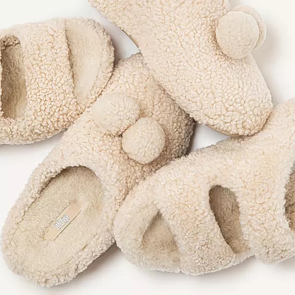 FitFlop SHUV Pom-Pom Shearling Træsko Hvide | 96062170