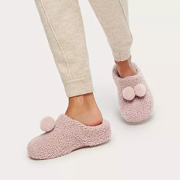 FitFlop SHUV Pom-Pom Shearling Træsko Lyserød | 30175954