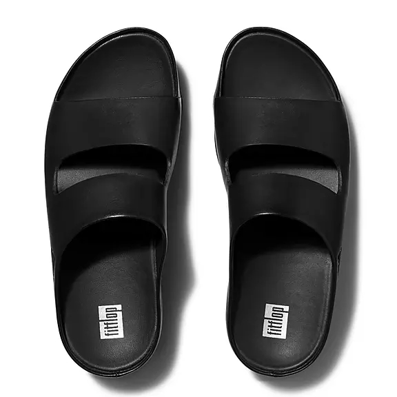 FitFlop SHUV Two-Bar Læder Badesandaler Sort | 44276247