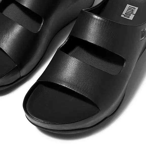 FitFlop SHUV Two-Bar Læder Badesandaler Sort | 44276247