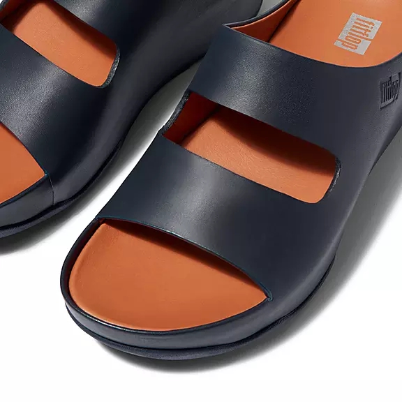 FitFlop SHUV Two-Bar Læder Badesandaler Mørkeblå | 66044271