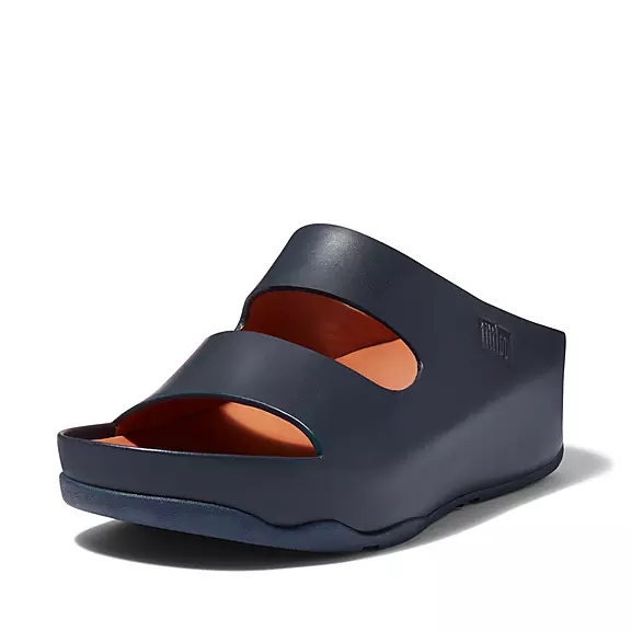 FitFlop SHUV Two-Bar Læder Badesandaler Mørkeblå | 66044271