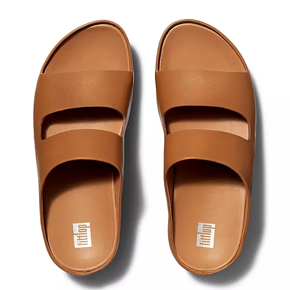 FitFlop SHUV Two-Bar Læder Badesandaler LyseBrune | 96403064