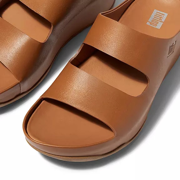 FitFlop SHUV Two-Bar Læder Badesandaler LyseBrune | 96403064