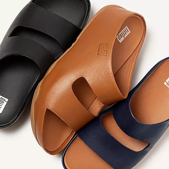 FitFlop SHUV Two-Bar Læder Badesandaler LyseBrune | 96403064
