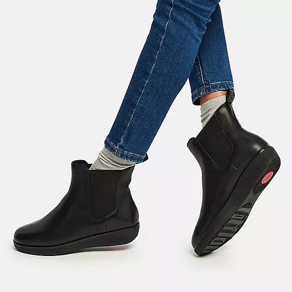 FitFlop SUMI Vandtætte Læder Chelsea Støvler Sort | 10879689