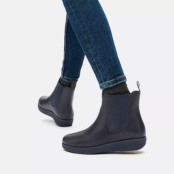 FitFlop SUMI Vandtætte Læder Chelsea Støvler Mørkeblå | 90286796