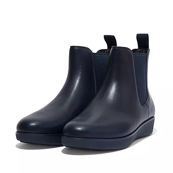 FitFlop SUMI Vandtætte Læder Chelsea Støvler Mørkeblå | 90286796