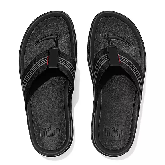 FitFlop SURFER Stripe Webbing Sandaler Med Tåstolpe Sort | 79123165
