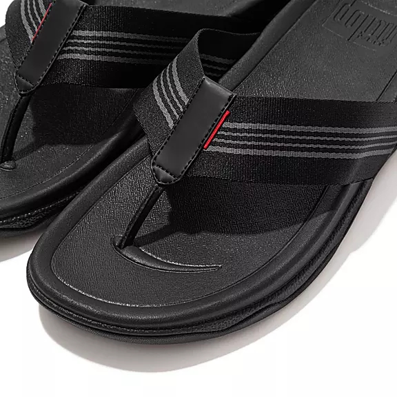 FitFlop SURFER Stripe Webbing Sandaler Med Tåstolpe Sort | 79123165
