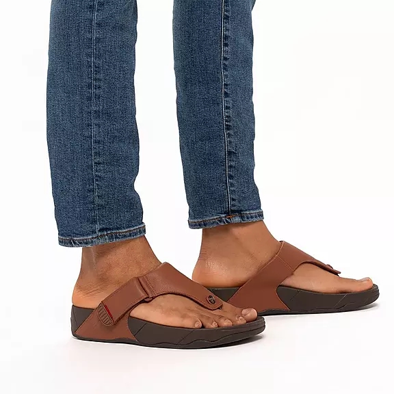 FitFlop TRAKK II Læder Sandaler Med Tåstolpe MørkeBrune | 35083897