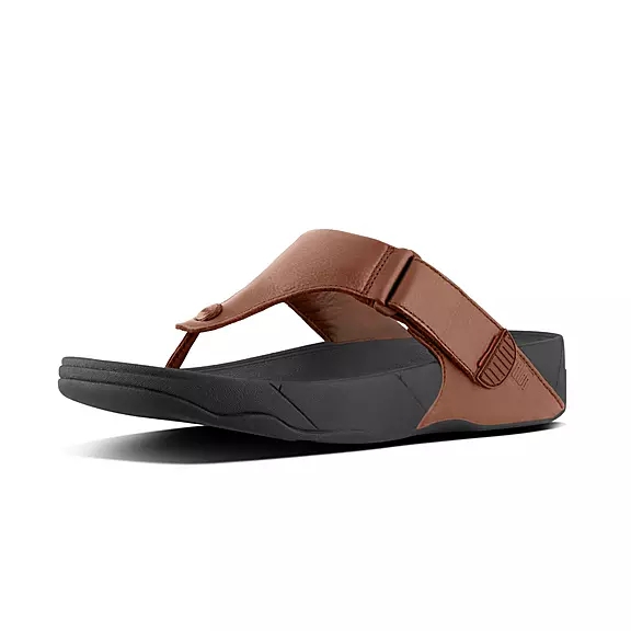 FitFlop TRAKK II Læder Sandaler Med Tåstolpe MørkeBrune | 35083897